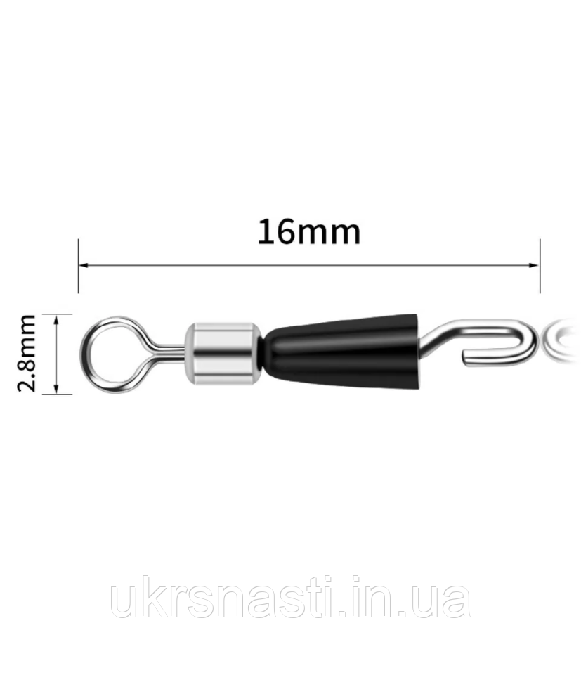 Швидкознім для фідера 16 мм #12 10шт Вертлюг фідерний рибальський для повідців, фото 1