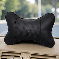 Підголівник у машину з екошкіри, 24x14 см (Подушка в машину під голову) Чорний