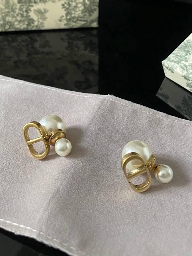 Сережки перлинні Діор / Брендові сережки перли, позолота, фото 1