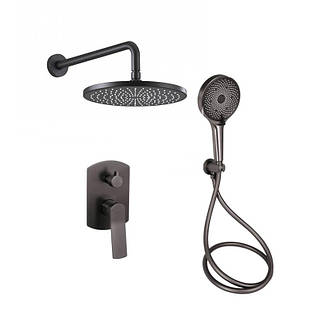 Душова система універсальна Slavonice прихованого монтажу на два споживача QTSLA113GMB45899 Gunmetal Black PVD Qtap