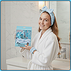 Набір аксесуарів для догляду за обличчям із пов'язкою та напульсниками "Spa Headband & Wristband Set" 1873-3 Блакитний, фото 6