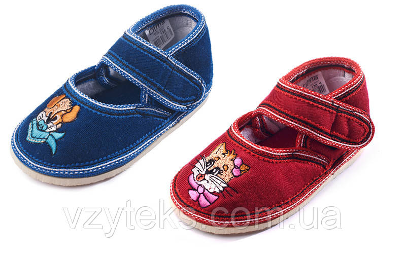 Туфли домашние детские Трикотаж липучка вышивка Литма - фото 1 - id-p493903615
