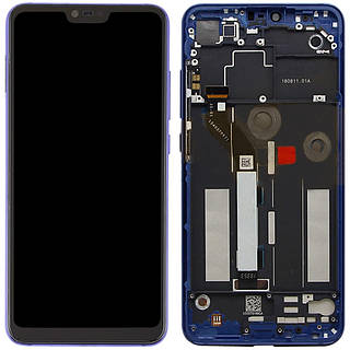 Дисплей Xiaomi Mi 8 Lite чорний, з рамкою синього кольору, Aurora Blue
