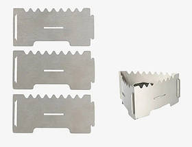 Тип H1 — набір з 3 пластин для спиртівки, спиртової пальника, міні печі та спиртової плити, KT7006420 нержавіюча сталь