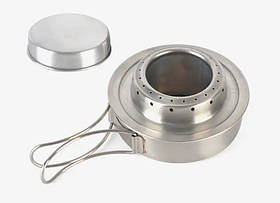 Тип B — кругла спиртівка з ручкою, спиртова пальник, міні піч, похідна спиртівка, спиртова плита, KT7006418 нержавіюча сталь