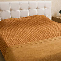 Плед з мікрофібри 220х240см, Le velle Roza gold, Коричневий / Ковдра з мікрофібри / Покривало на ліжко