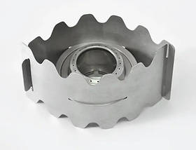 Туристична спиртівка E2 з вітрозахистом — спиртова пальник з нержавіючої сталі + 2 великі перегородки,міні-піч похідна