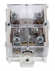 Клемна колодка магістральна 1х95 мм²/4х16 мм² з латунним контактом для DIN-рейки, біла