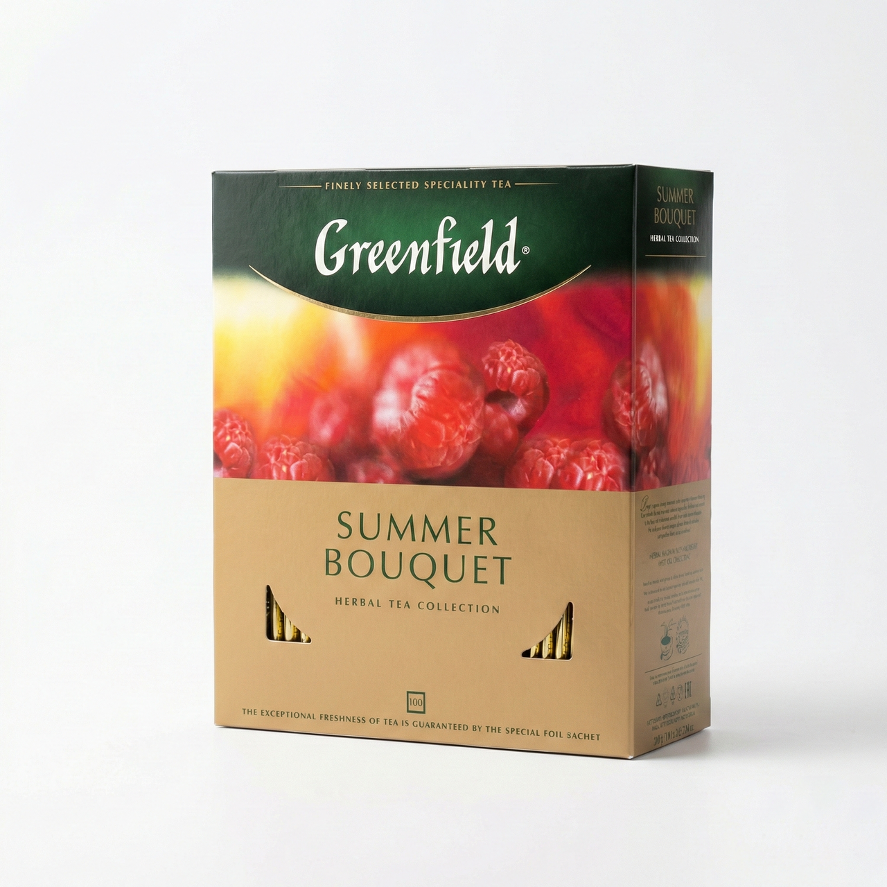 Чай трав'яний Greenfield Summer Bouquet 100 пакетиків | Малиновий, Фруктовий, Каркаде, Вітамінний, фото 1