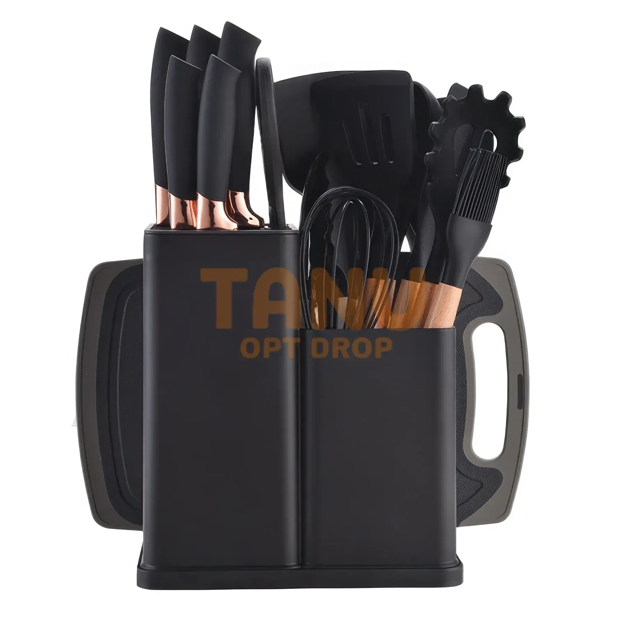 Кухонний набір аксесуарів із силікону на підставці Kitchenware Set 20 предметів Чорний, фото 1