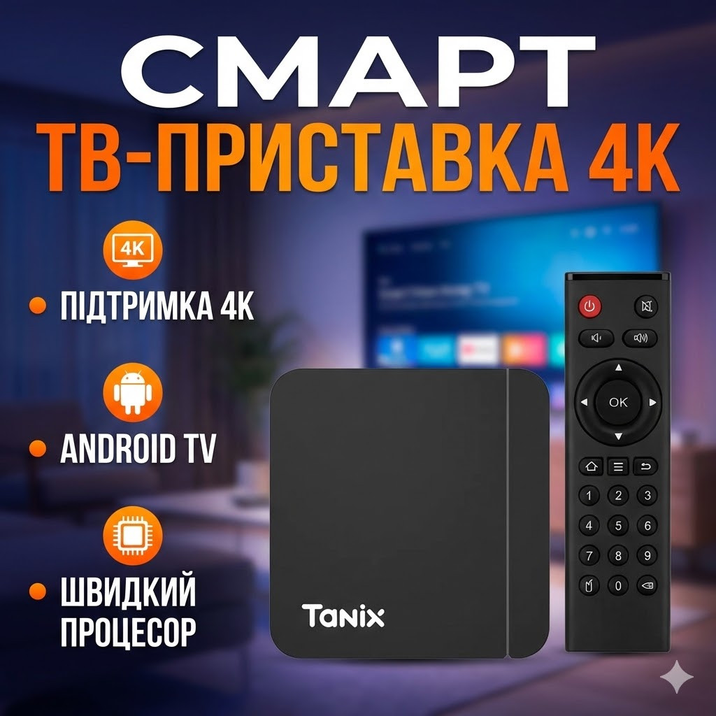 Smart TV-приставка Tanix TX3 Mini / Android TV / 2 GB + 16 GB / 4-ядерний Amlogic / Wi-Fi / 4K підтримка, фото 1