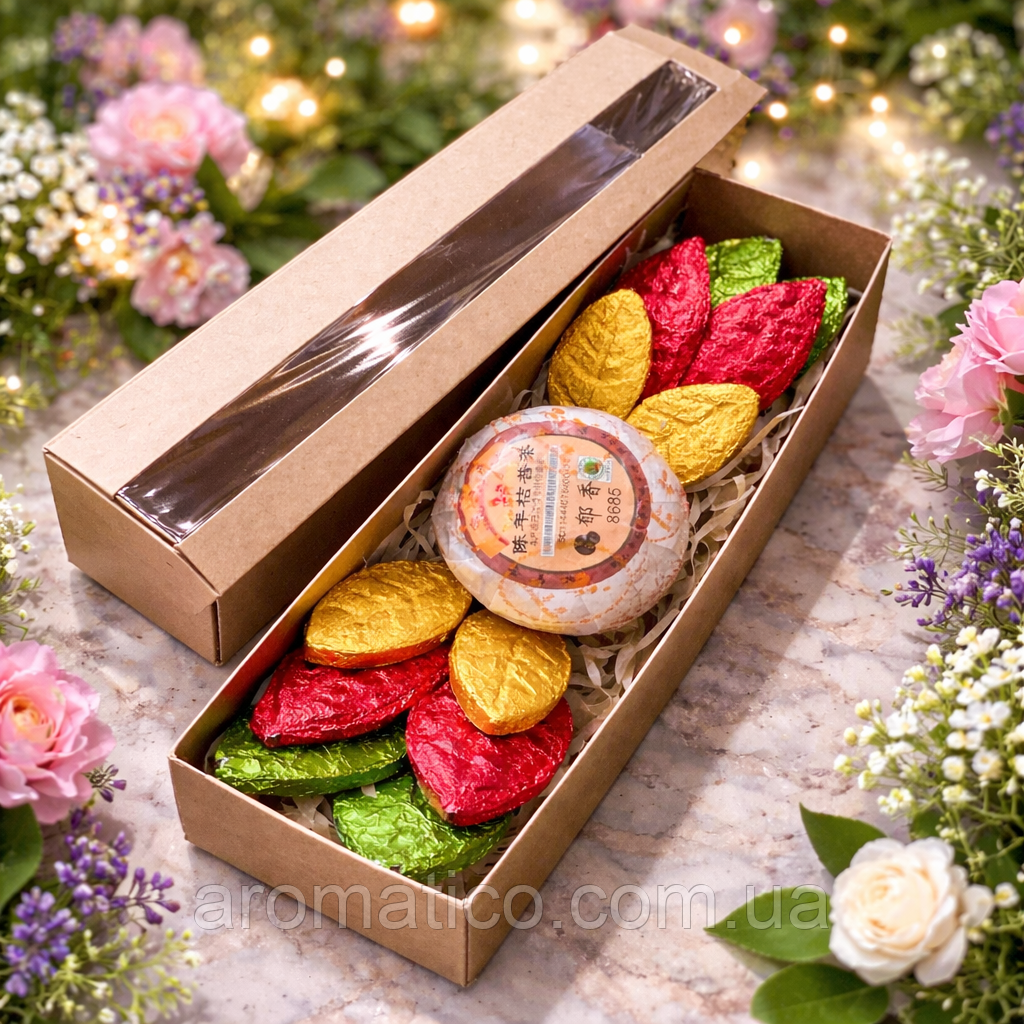 Подарунковий набір чаю "Мандарин" Пуер на 4 види