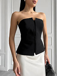 Корсет Гранат модний жіночий корсет без бретелей у чорному та молочному кольорі
