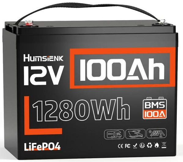 LiFePO4 12V/100Ah Акумулятор Humsienk з BMS для систем резервного живлення, фото 1