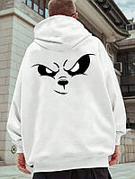 Біле чоловіче стильне оверсайз худі з трендовим дизайном