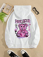 Біле чоловіче стильне оверсайз худі з трендовим дизайном