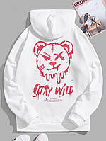 Біле чоловіче стильне оверсайз худі з трендовим дизайном