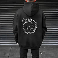 Модне чорне чоловіче оверсайз худі зі стильним дизайном