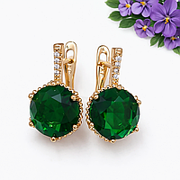 Сережки Xuping довжина 1.9см ширина 1см медичне золото позолота 18К цирконій с1329