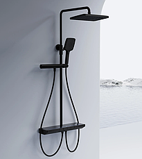 Душовий гарнітур REA PEDRO BLACK з термостатом і виливом, фото 3