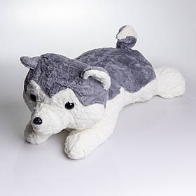 М'яка іграшка-плед, подушка 3 в 1 Хаскі плед в іграшці 50×30×26 (см) Сірий 7124G