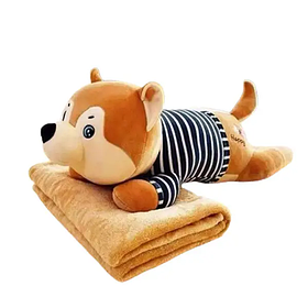 Плед-іграшка подушка 3 в 1 Собака Хаскі-матрос 110х150 см з пледом Бежевий 520-3BE