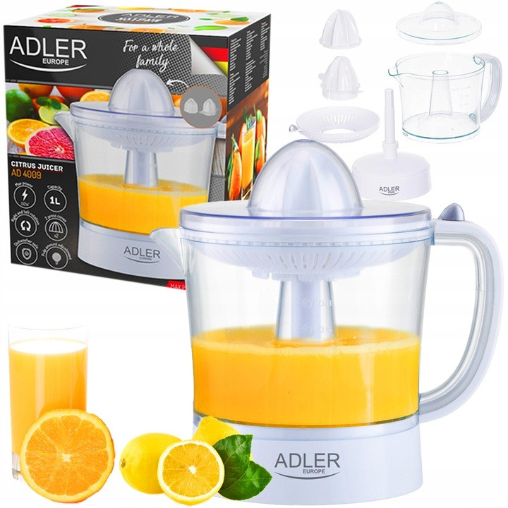 Соковижималка для цитрусових Adler AD 4009 — 40 Вт, 2 конуси, резервуар 1 л, фото 1