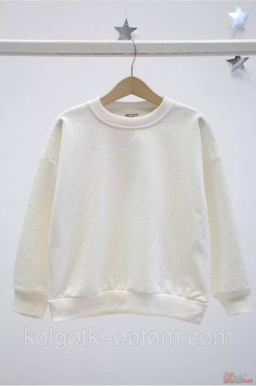 ОПТОМ Упаковка (110-116-122-128)  Світшот молочний зі стразами No name 1111000067074, фото 1