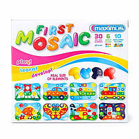 Мозаїка дитяча Maximus «Перша» — розвивальний набір 30 фішок (6 кольорів) з 10 картинками, у валізці, 32×26×5 см, фото 8