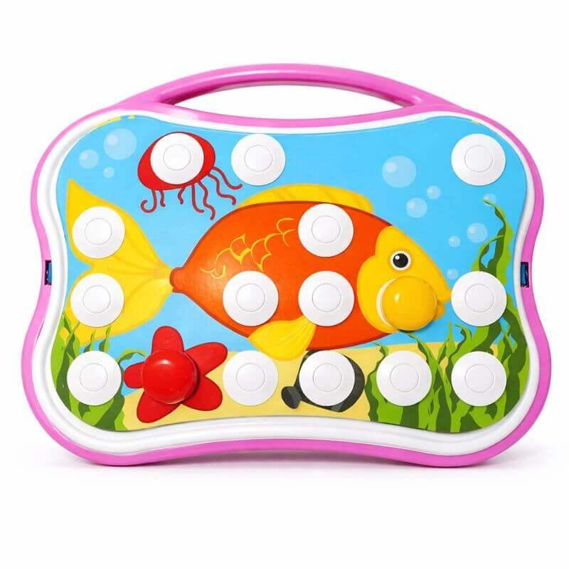 Мозаїка дитяча Maximus «Перша» — розвивальний набір 30 фішок (6 кольорів) з 10 картинками, у валізці, 32×26×5 см, фото 1