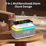 Bluetooth колонка з бездротовою зарядкою та годинником  Багатофункціональна Bluetooth колонка 3-в-1, фото 8