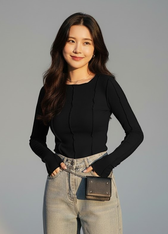 Лонгслів у рубчик з відкритими швами Honey Fashion Accessories XS/S чорний (50к016), фото 1