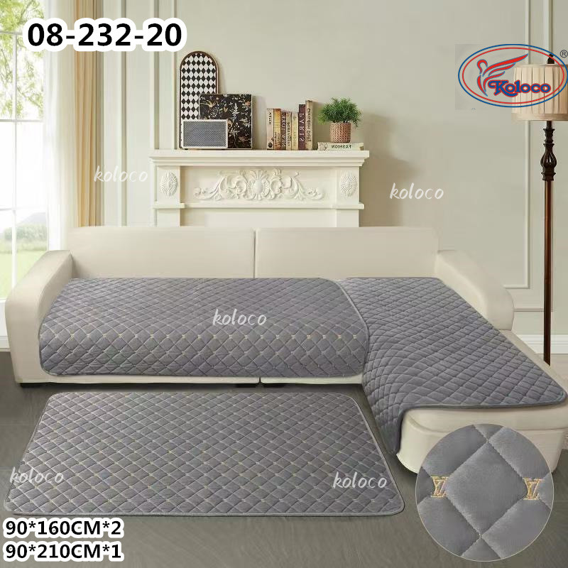 Накидки дивандеки на м'які меблі диван крісла Angelina універсальні велюрові 3 в 1 сірі, фото 1