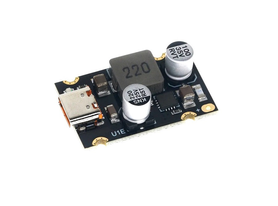 Перетворювач напруги DC to USB-C, 8-32V to Type-C PD65W, Step-Down конвертер, модуль швидкої зарядки