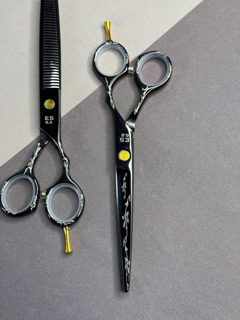 Перукарські ножиці для стрижки "ЕСТЕТ" чорні , розмір 6.5