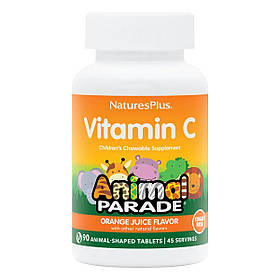 Вітамін С для Дітей без Цукру, Смак Апельсину, Animal Parade, Natures Plus, 90 жувальних таблеток