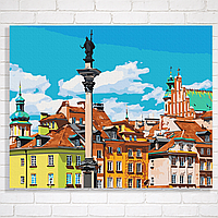 Картинка розмальовка за номерами для дорослих на підрамнику 40x50 Замкова площа Варшава складна