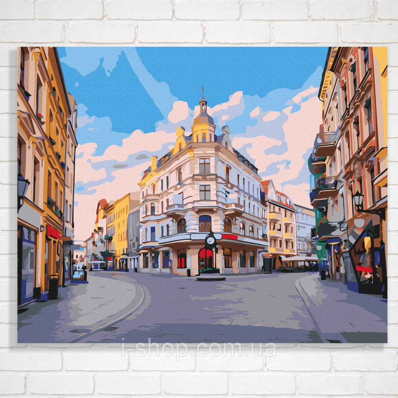Картинка за номерами для дорослих на дерев’яній основі 40x50 Вуличками міста Торунь складна, фото 1