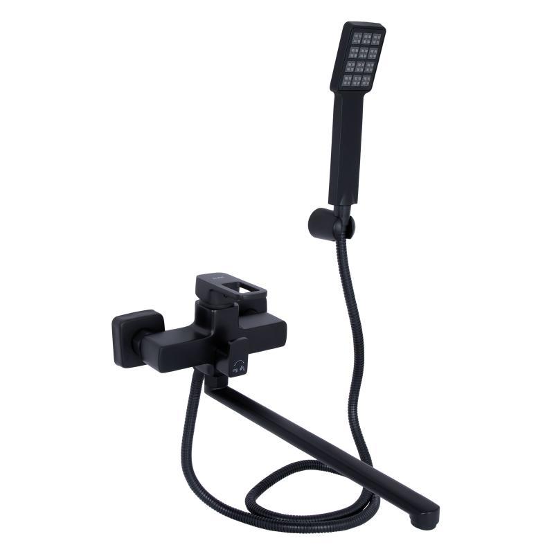 Змішувач для ванни Lidz Wawel 005 з поворотним виливом (з душовим гарнітуром) (k35) LDWAW005BLA45394 Black, фото 1