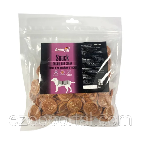 Ласощі AnimAll Snack лососеві медальйони з тріскою для собак 500г, фото 1