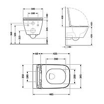 Унітаз підвісний Qtap Tern безобідковий із сидінням Soft-close QT1733052ERW, фото 2