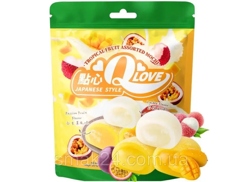 Моті (японське тістечко) з тропічними фруктами Qlove Boba Mochi Tropical Fruit (8х15г) 120г Тайвань