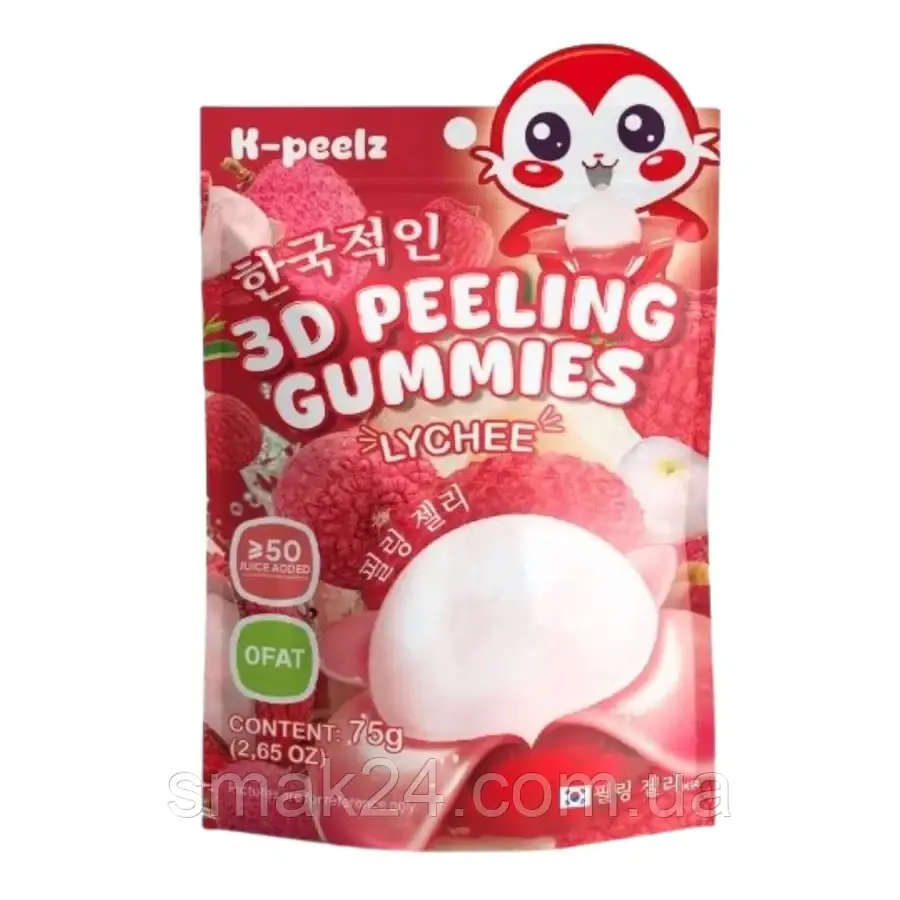 Желейні цукерки 3D ефект зі смаком личі K-peelz 3D Peeling Gummies Lychee 75г Китай