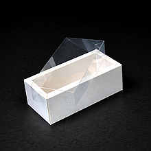 Коробка для макаронс 140х55х55 мм (10 шт.) з прозорою кришкою (ВНУТРІШНІЙ РОЗМІР)