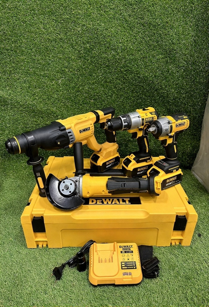 Набір інструменту DeWalt шуруповерт DCD996, УШМ DCG413, перфоратор DCH263, гайковерт DCF922 48 В з АКБ 6 А·год, фото 1