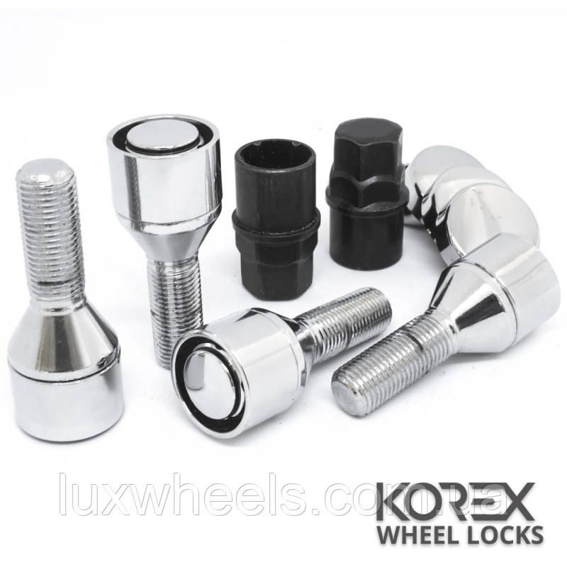 Korex | Болти секретні М14x1.5x28 Конус Кільце, що обертається Ключ 17-19 (Audi, Seat, Skoda, Mercedes, Volkswagen) неоригінальні, фото 1