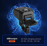 Зарядка USB 3А 36W для телефону на електровелосипед самокат 12V 24V 36V 48V 60V 72V кріплення на кермо, фото 5