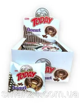 Кекс (донат) в глазурі з шоколадом Elvan Today Donut Kakao (24х50г) 1200г Туреччина