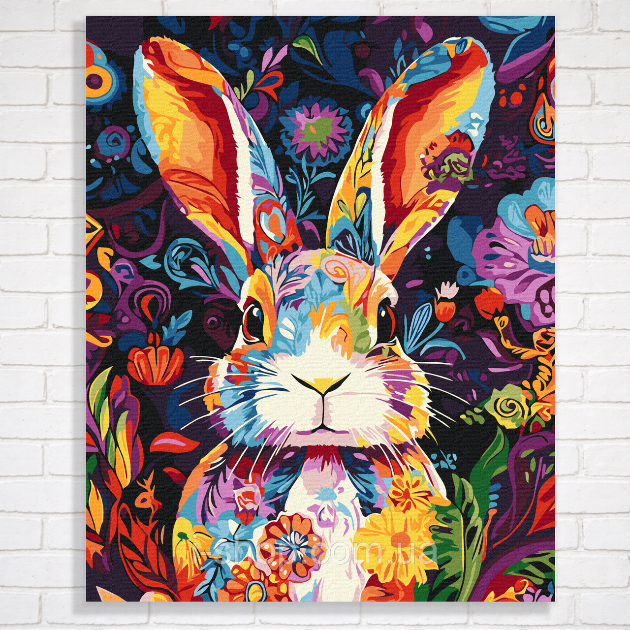 Картина за номерами фарбами для дорослих на дерев’яній основі 40x50 Пухнастий гість свята складна, фото 1