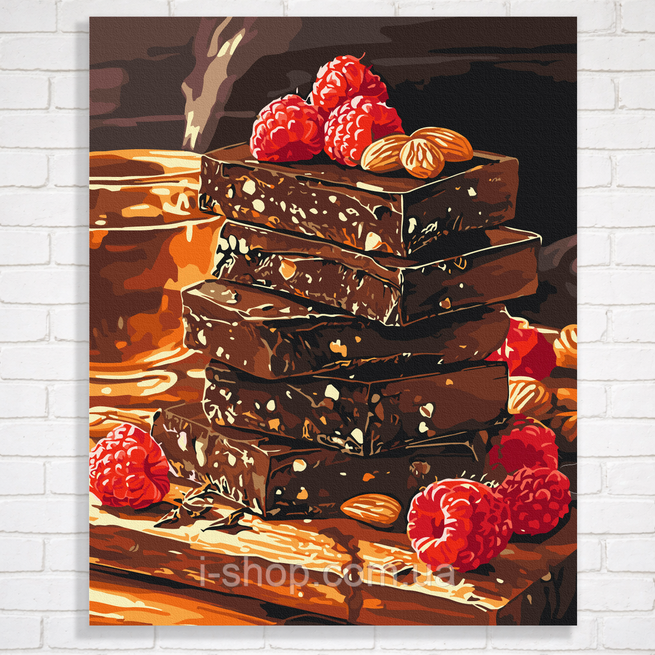 Картина за номерами для дорослих на підрамнику 40x50 Шоколад з горішками та фруктами складна, фото 1
